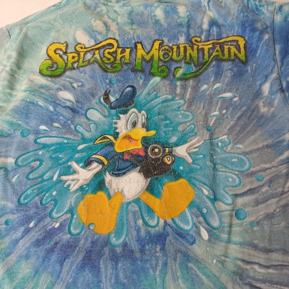Walt Disney Magic Kingdom Splash Mountain S T Shirt Blue Tie Dye Mickey Donald - Picture 4 of 15